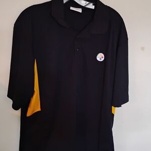 PITTSBURGH STEELERS NFL FOOTBALL BLACK/GOLD Polo Shirt Sleeve SIZE:XL